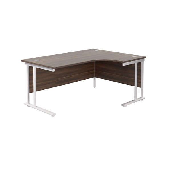 Twin Upright Right Hand Radial Desk (FSC) | 1600X1200 | Dark Walnut/White