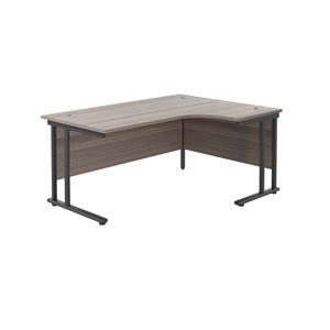 Twin Upright Right Hand Radial Desk (FSC) | 1600X1200 | Grey Oak/Black