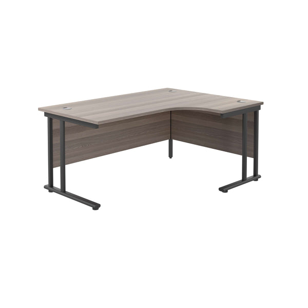 Twin Upright Right Hand Radial Desk (FSC) | 1600X1200 | Grey Oak/Black