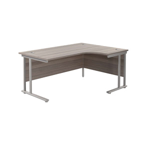 Twin Upright Right Hand Radial Desk (FSC) | 1600X1200 | Grey Oak/Silver
