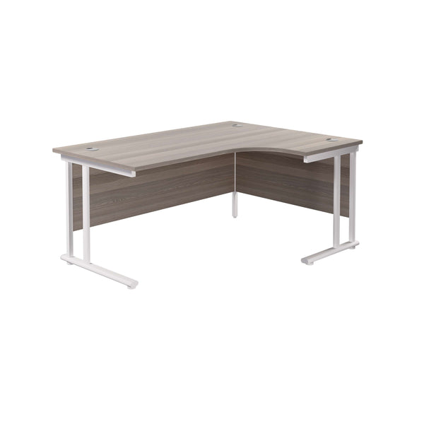 Twin Upright Right Hand Radial Desk (FSC) | 1600X1200 | Grey Oak/White