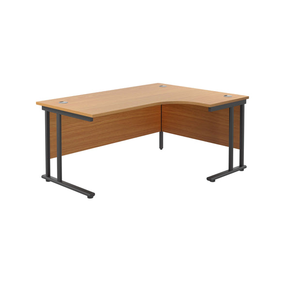 Twin Upright Right Hand Radial Desk (FSC) | 1600X1200 | Nova Oak/Black