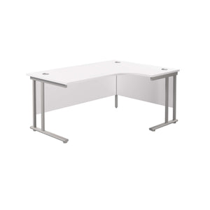 Twin Upright Right Hand Radial Desk (FSC) | 1600X1200 | White/Silver