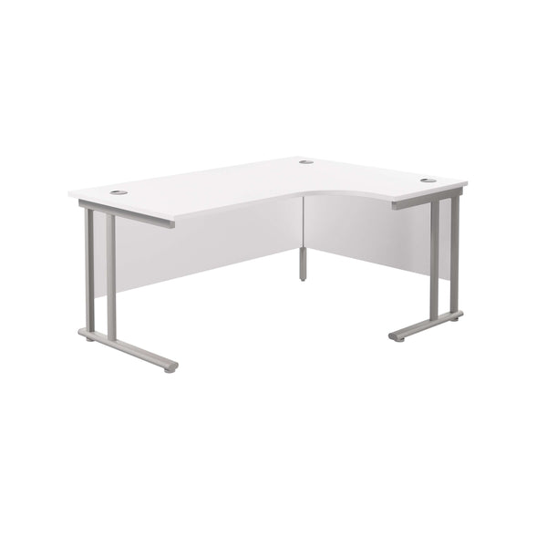 Twin Upright Right Hand Radial Desk (FSC) | 1600X1200 | White/Silver