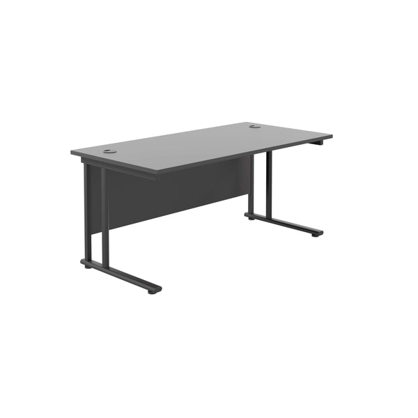 Twin Upright Rectangular Desk: 800mm Deep (FSC) | 1600X800 | Black/Black