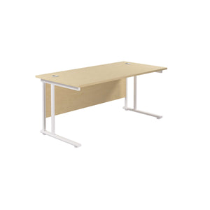 Twin Upright Rectangular Desk: 800mm Deep (FSC) | 1600X800 | Maple/White