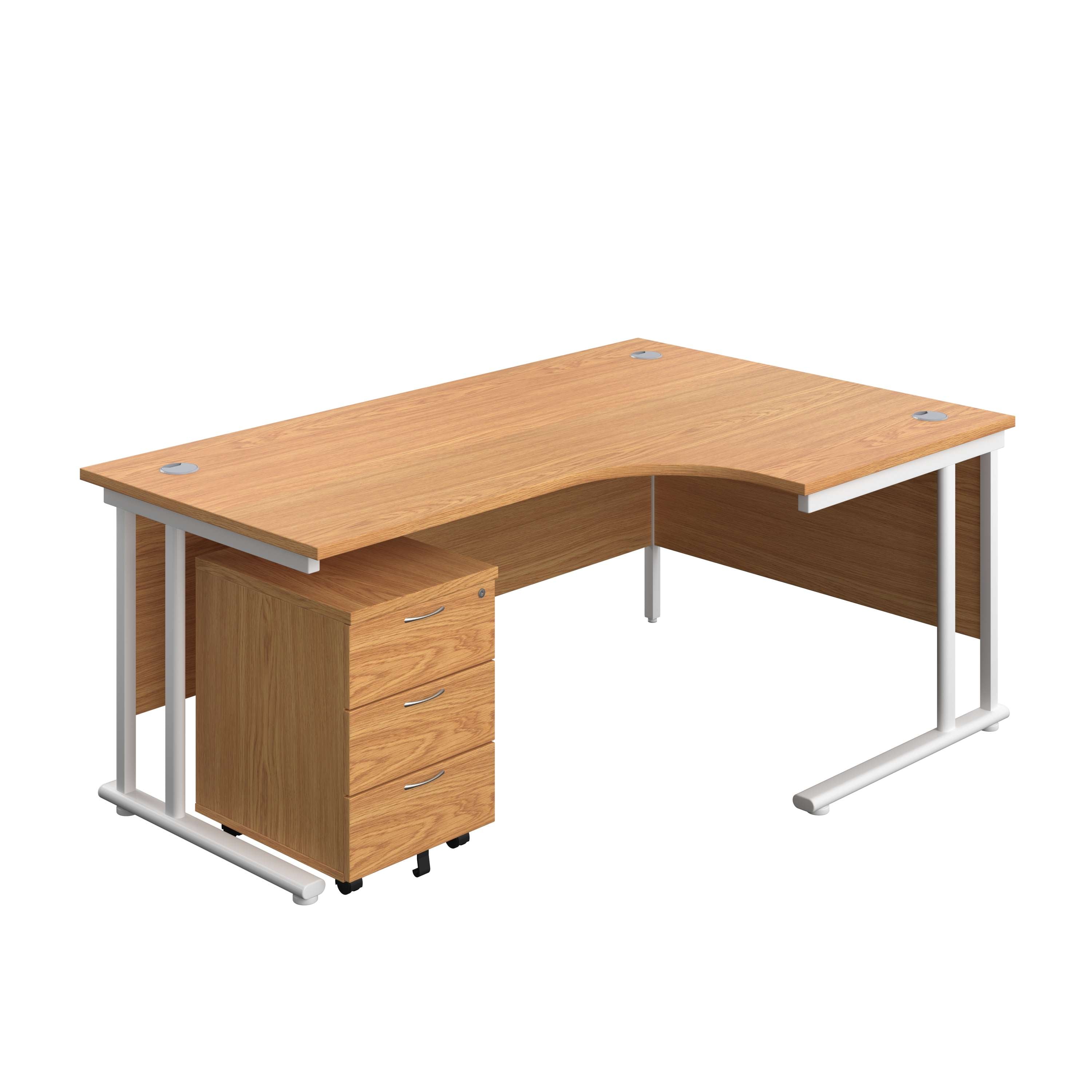 Twin Upright Right Hand Radial Desk + Mobile 3 Drawer Pedestal (FSC ...