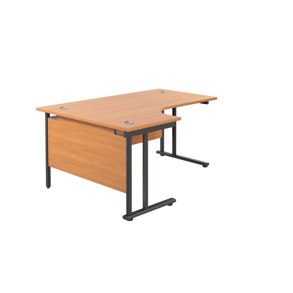Twin Upright Left Hand Radial Desk (FSC) | 1800X1200 | Beech/Black