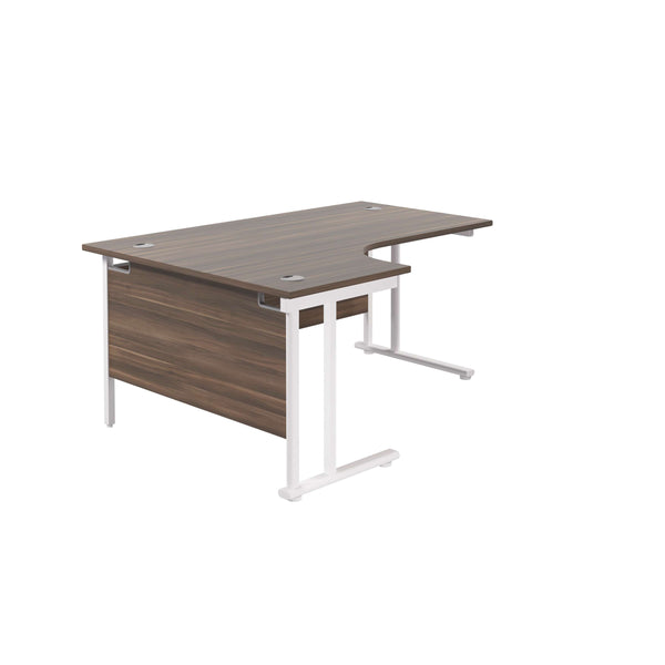 Twin Upright Left Hand Radial Desk (FSC) | 1800X1200 | Dark Walnut/White