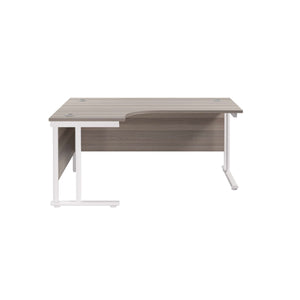 Twin Upright Left Hand Radial Desk (FSC) | 1800X1200 | Grey Oak/White