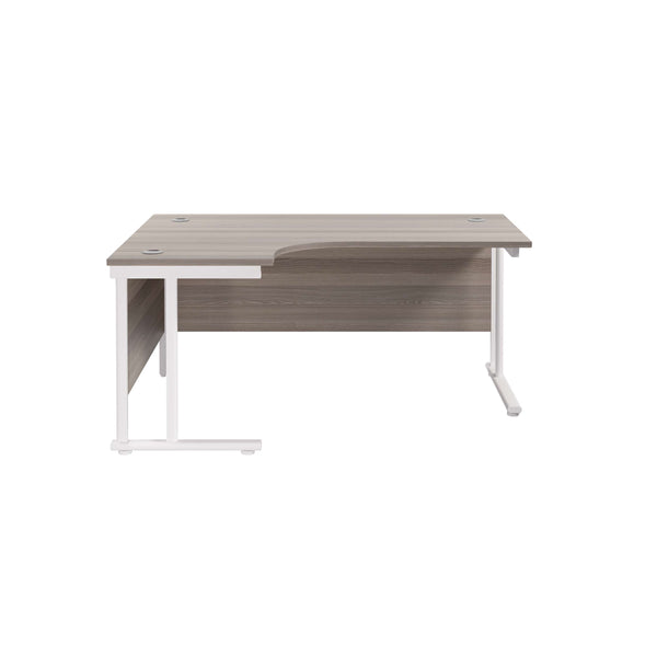 Twin Upright Left Hand Radial Desk (FSC) | 1800X1200 | Grey Oak/White