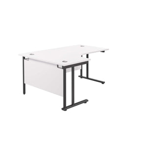 Twin Upright Left Hand Radial Desk (FSC) | 1800X1200 | White/Black
