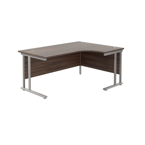 Twin Upright Right Hand Radial Desk (FSC) | 1800X1200 | Dark Walnut/Silver
