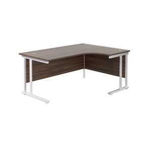Twin Upright Right Hand Radial Desk (FSC) | 1800X1200 | Dark Walnut/White