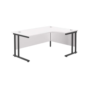 Twin Upright Right Hand Radial Desk (FSC) | 1800X1200 | White/Black