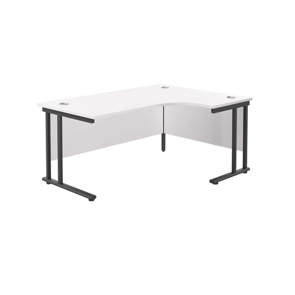 Twin Upright Right Hand Radial Desk (FSC) | 1800X1200 | White/Black