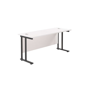 Twin Upright Rectangular Desk: 600mm Deep (FSC) | 1800X600 | White/Black