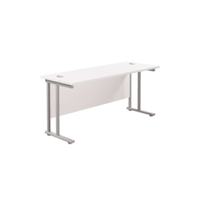 Twin Upright Rectangular Desk: 600mm Deep (FSC) | 1800X600 | White/Silver