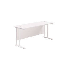 Twin Upright Rectangular Desk: 600mm Deep (FSC) | 1800X600 | White/White