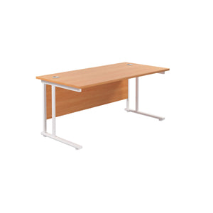 Twin Upright Rectangular Desk: 800mm Deep (FSC) | 1800X800 | Beech/White