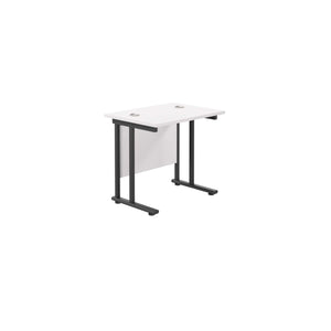 Twin Upright Rectangular Desk: 600mm Deep (FSC) | 800X600 | White/Black