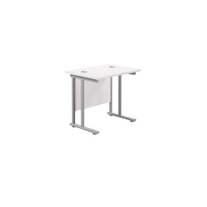 Twin Upright Rectangular Desk: 600mm Deep (FSC) | 800X600 | White/Silver