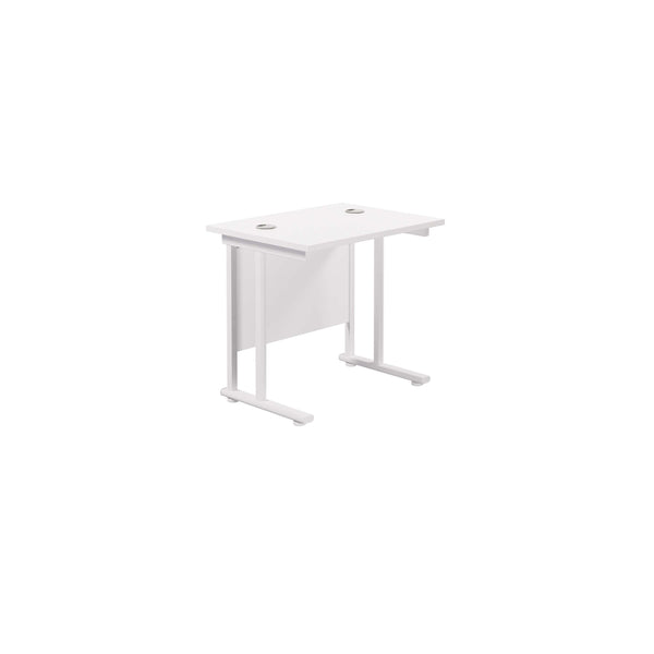 Twin Upright Rectangular Desk: 600mm Deep (FSC) | 800X600 | White/White