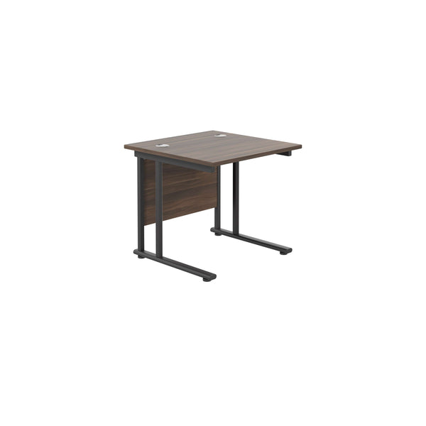 Twin Upright Rectangular Desk: 800mm Deep (FSC) | 800X800 | Dark Walnut/Black