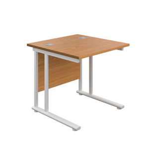 Twin Upright Rectangular Desk: 800mm Deep (FSC) | 800X800 | Nova Oak/White