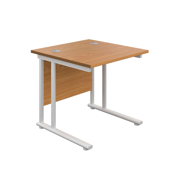 Twin Upright Rectangular Desk: 800mm Deep (FSC) | 800X800 | Nova Oak/White