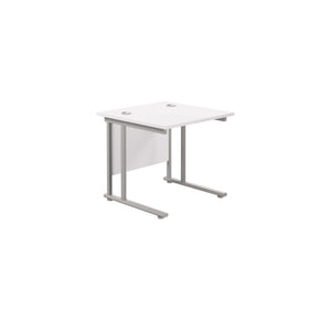 Twin Upright Rectangular Desk: 800mm Deep (FSC) | 800X800 | White/Silver