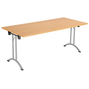 One Union Rectangular Folding Table (FSC) | 1600 X 700 | Beech/Silver